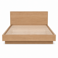 Lit plateforme Japandi chêne naturel avec tête de lit 140x190 cm