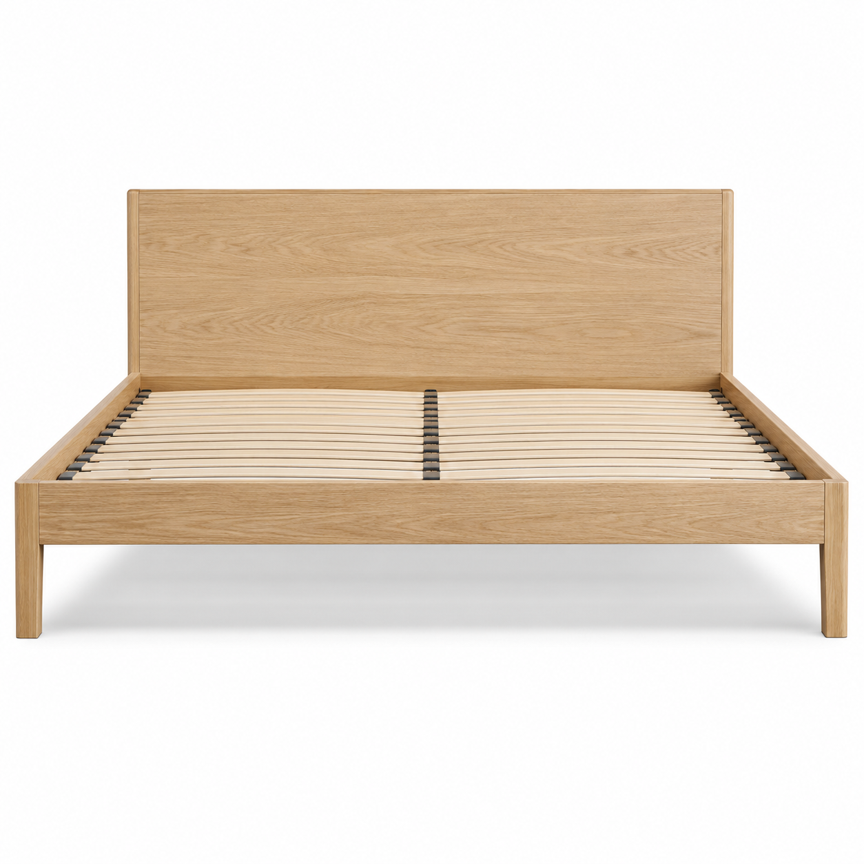 Lit plateforme scandinave chêne clair avec tête de lit 160x200 cm