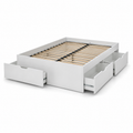 Lit double blanc mat avec quatre tiroirs 140x190 cm