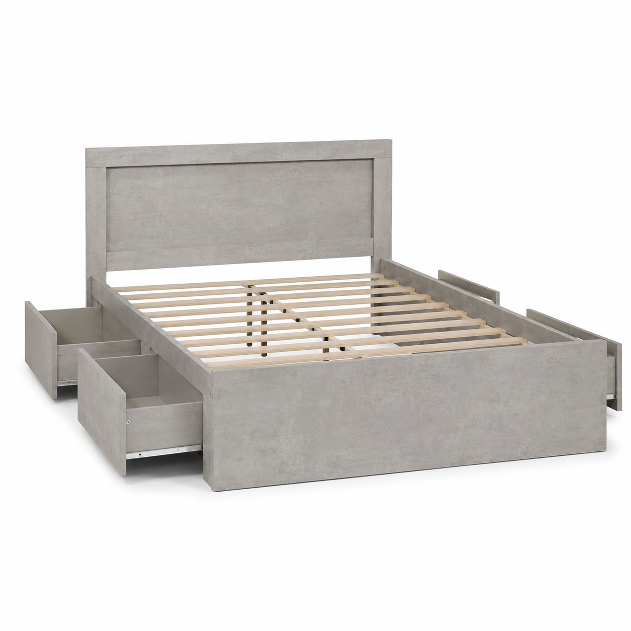 Lit plateforme gris pierre avec quatre tiroirs 160x200 cm