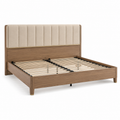 Lit king size noyer clair et beige 180x200 cm