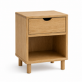 Table de chevet compacte chêne naturel avec tiroir 40x35x50 cm