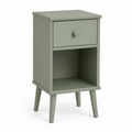 Table de chevet étroite vert sauge avec niche 38x32x55 cm