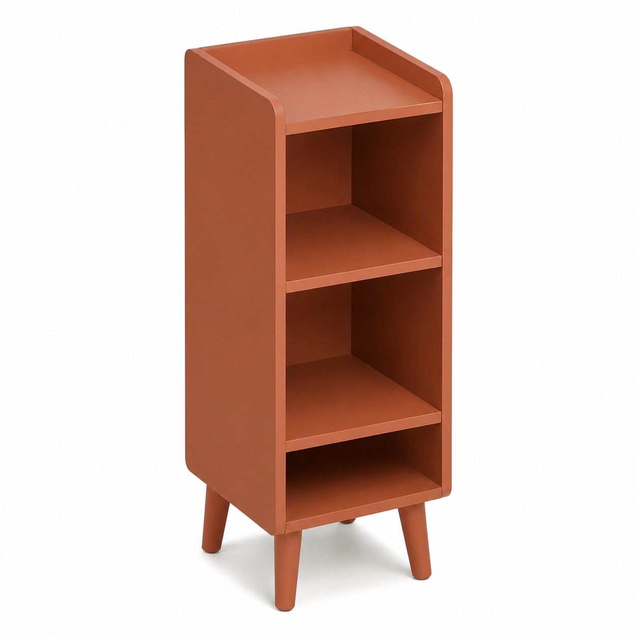Table de chevet terracotta étroite à trois niveaux 32x30x58 cm