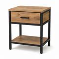 Table de chevet bois et métal noir style industriel 45x38x55 cm