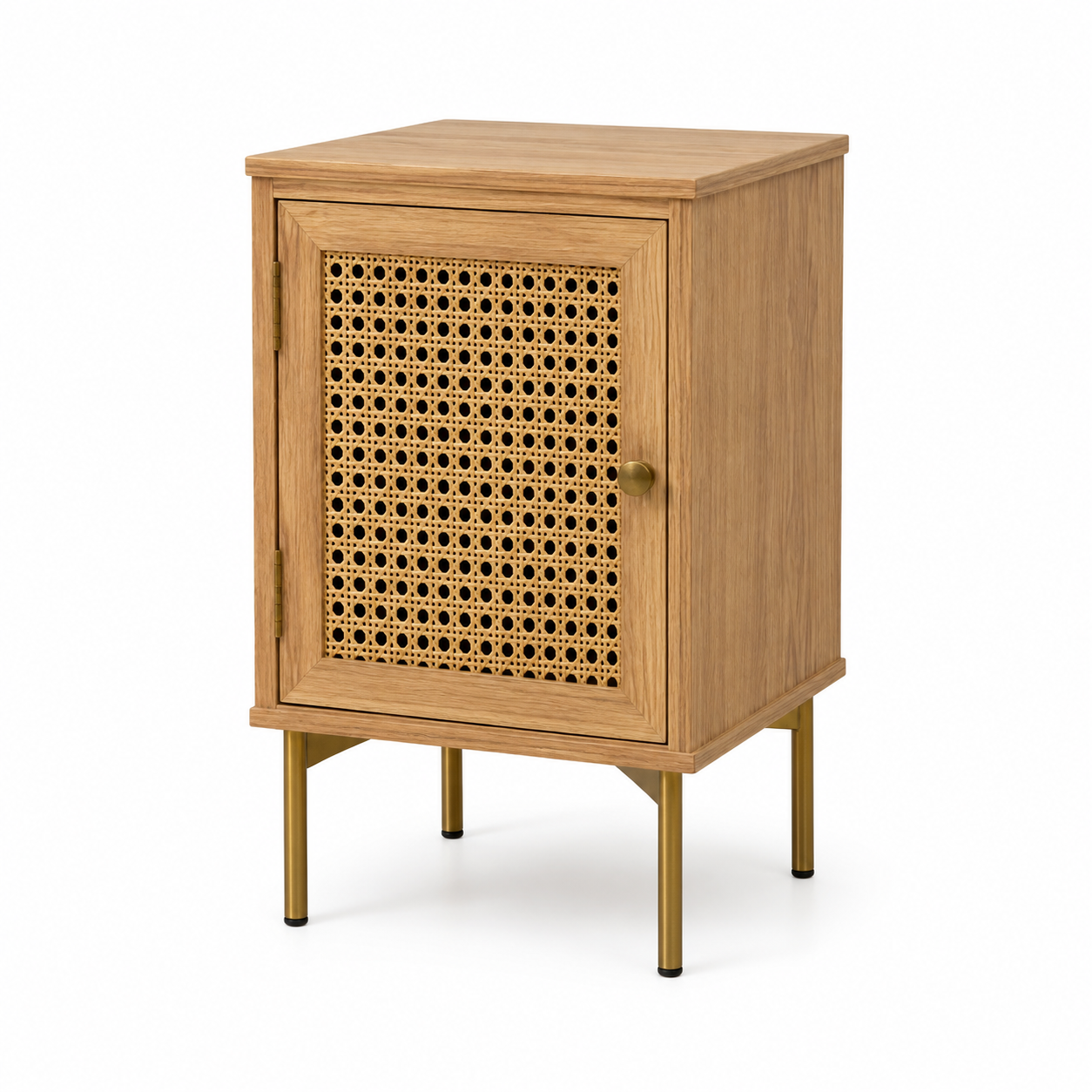 Table de chevet en rotin naturel avec une porte 40x35x55 cm