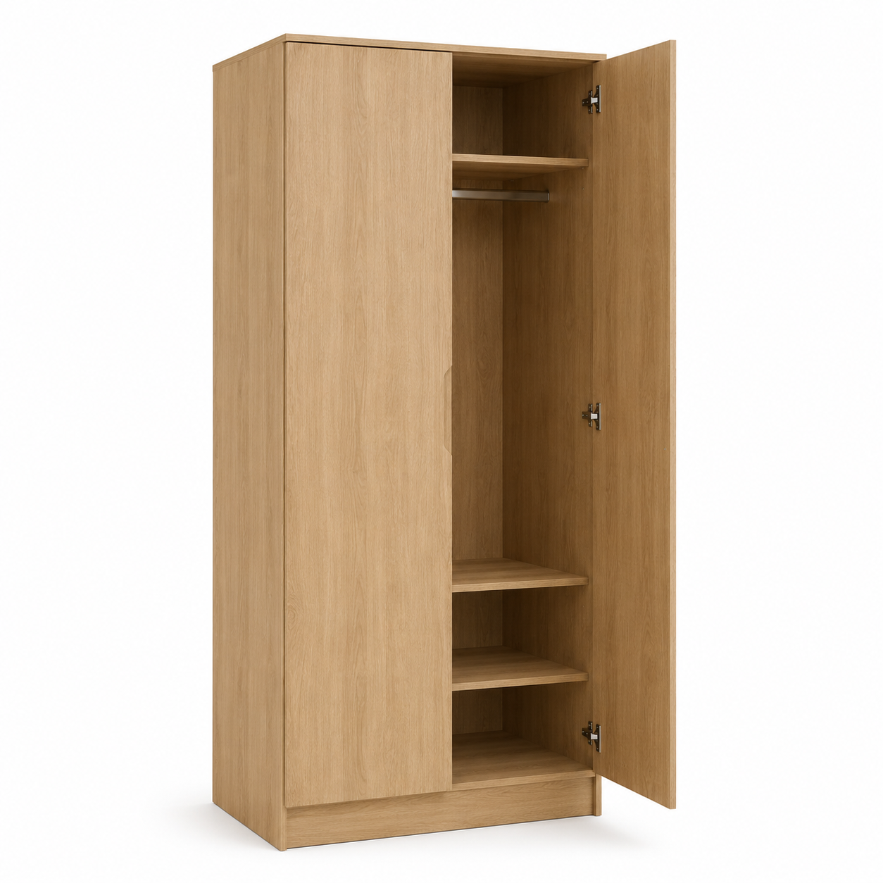 Armoire deux portes chêne naturel avec penderie 100x55x200 cm