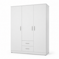 Armoire trois portes blanc mat avec tiroirs 150x55x200 cm