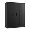 Armoire trois portes noir mat à façade rainurée 150x60x200 cm