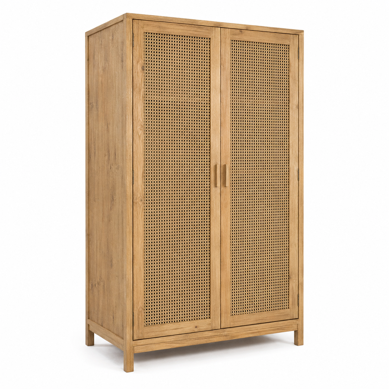 Armoire cannage rotin naturel à deux portes 120x55x190 cm