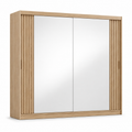 Armoire miroir et chêne naturel à portes coulissantes 200x60x210 cm