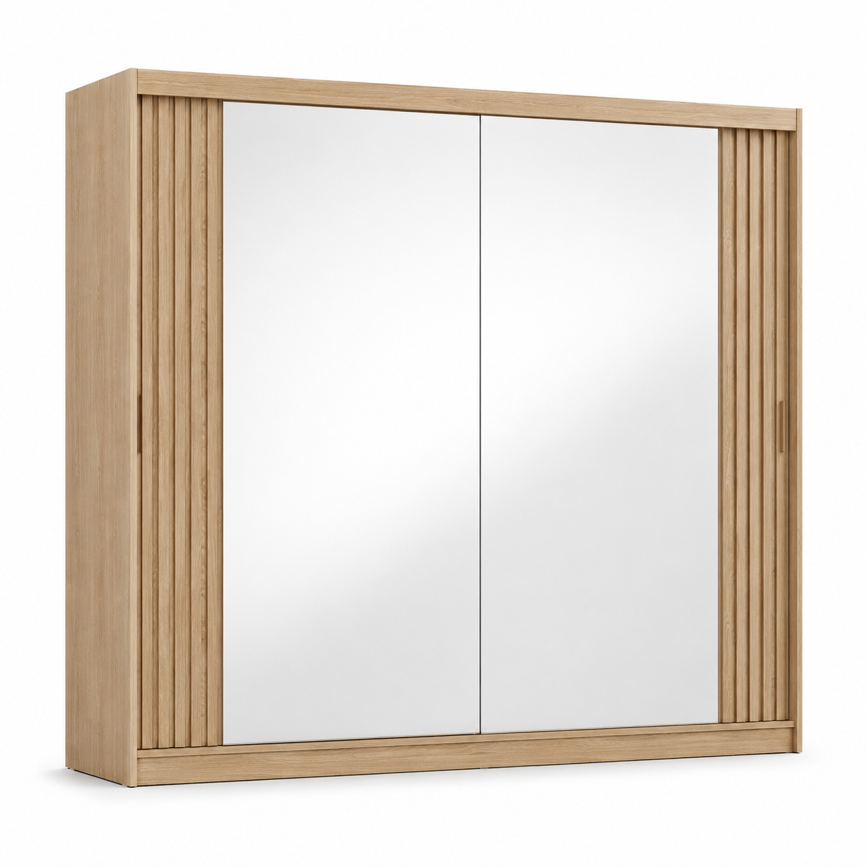 Armoire miroir et chêne naturel à portes coulissantes 200x60x210 cm