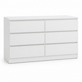 Commode six tiroirs blanc mat 120x40x75 cm