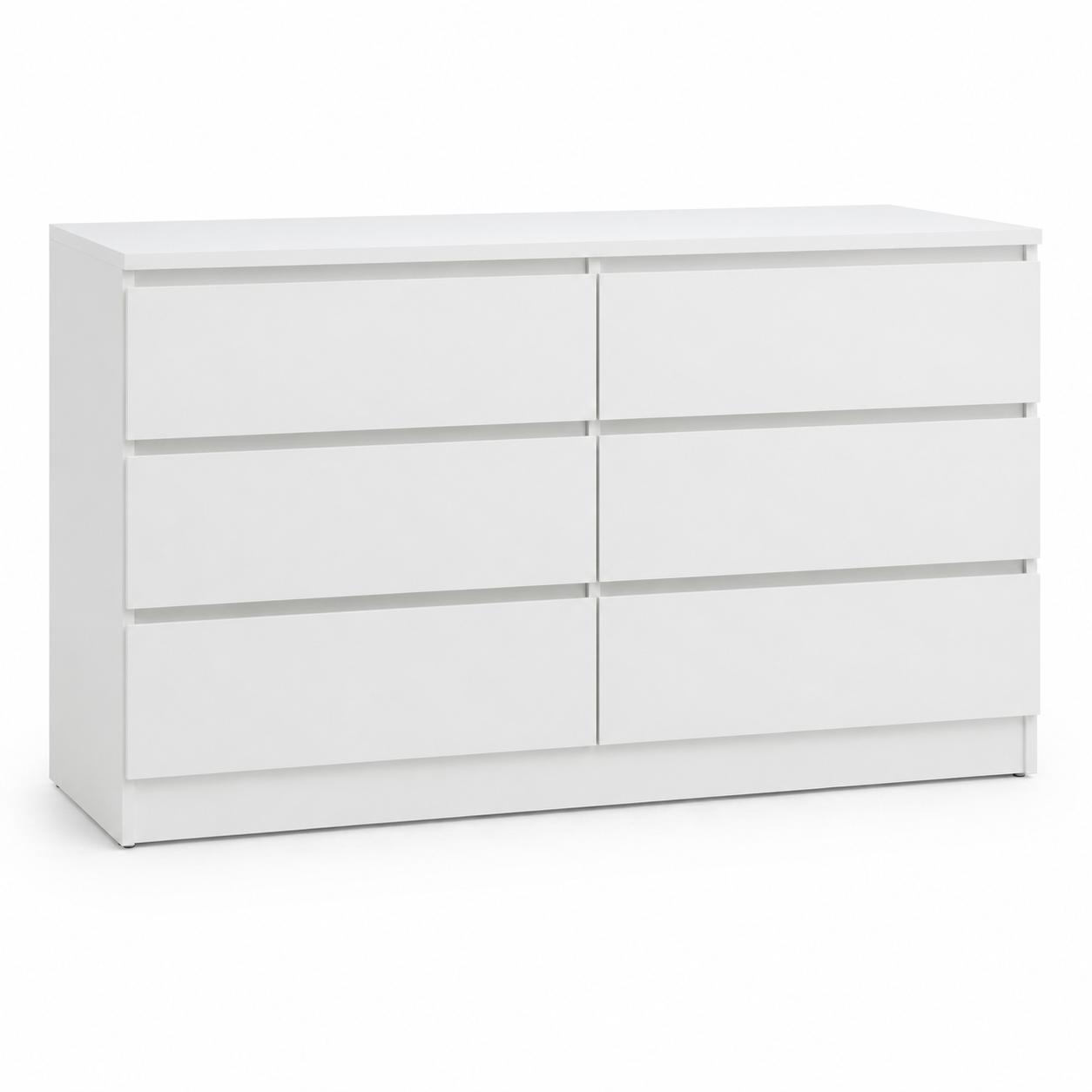 Commode six tiroirs blanc mat 120x40x75 cm
