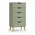 Commode haute vert sauge cinq tiroirs 60x40x110 cm