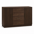 Commode noyer foncé à façade rainurée 100x42x82 cm