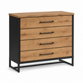 Commode noire et chêne style industriel 100x40x85 cm