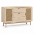 Commode chêne blanchi avec cannage 110x42x80 cm
