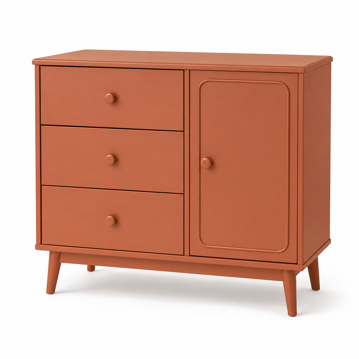 Commode terracotta trois tiroirs et une porte 95x40x82 cm