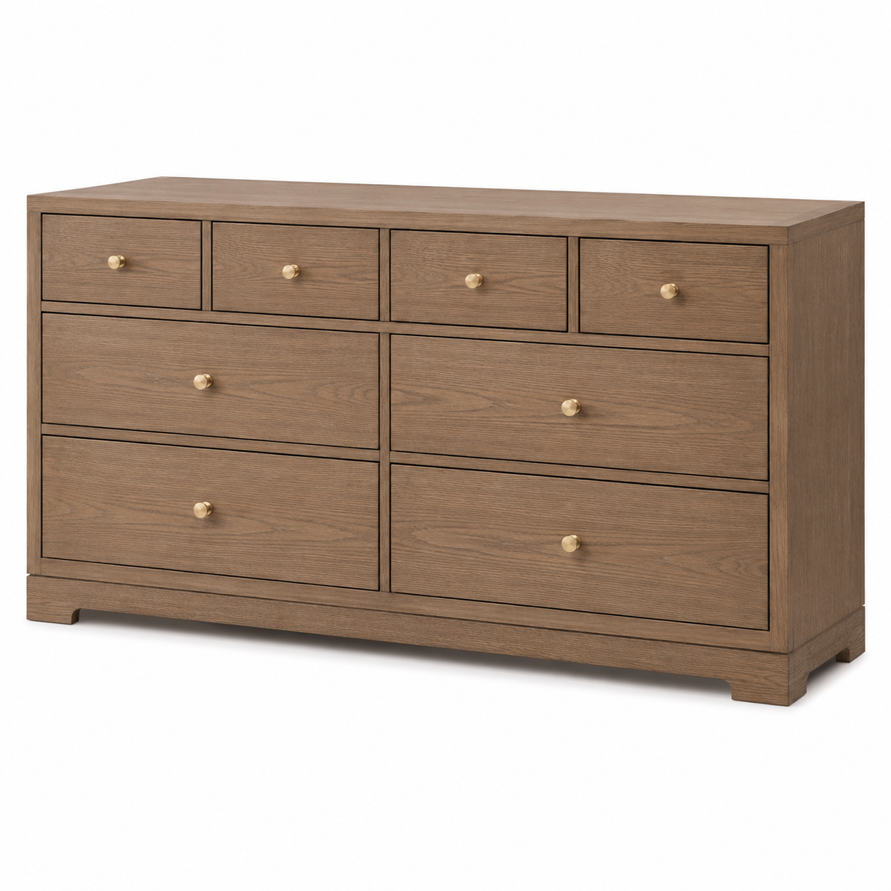 Commode large noyer clair huit tiroirs 140x42x80 cm