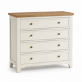 Commode blanc cassé avec plateau chêne 100x40x80 cm