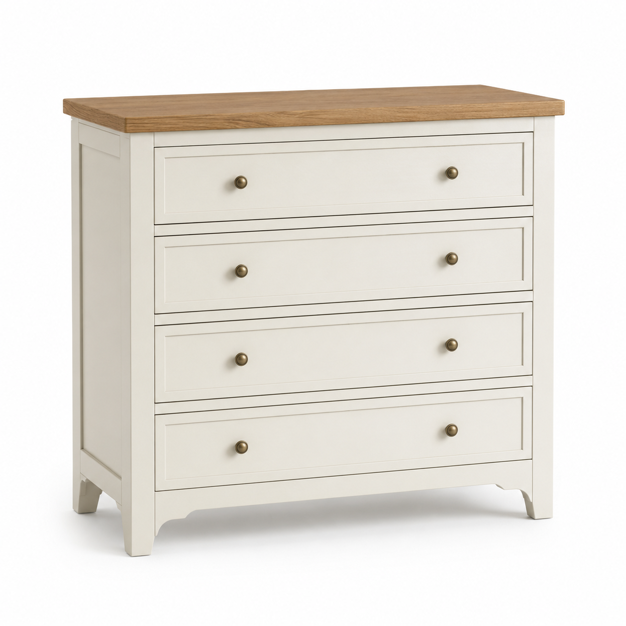 Commode blanc cassé avec plateau chêne 100x40x80 cm