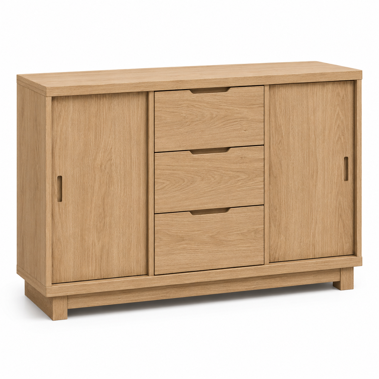 Commode chêne clair à portes coulissantes 115x42x82 cm