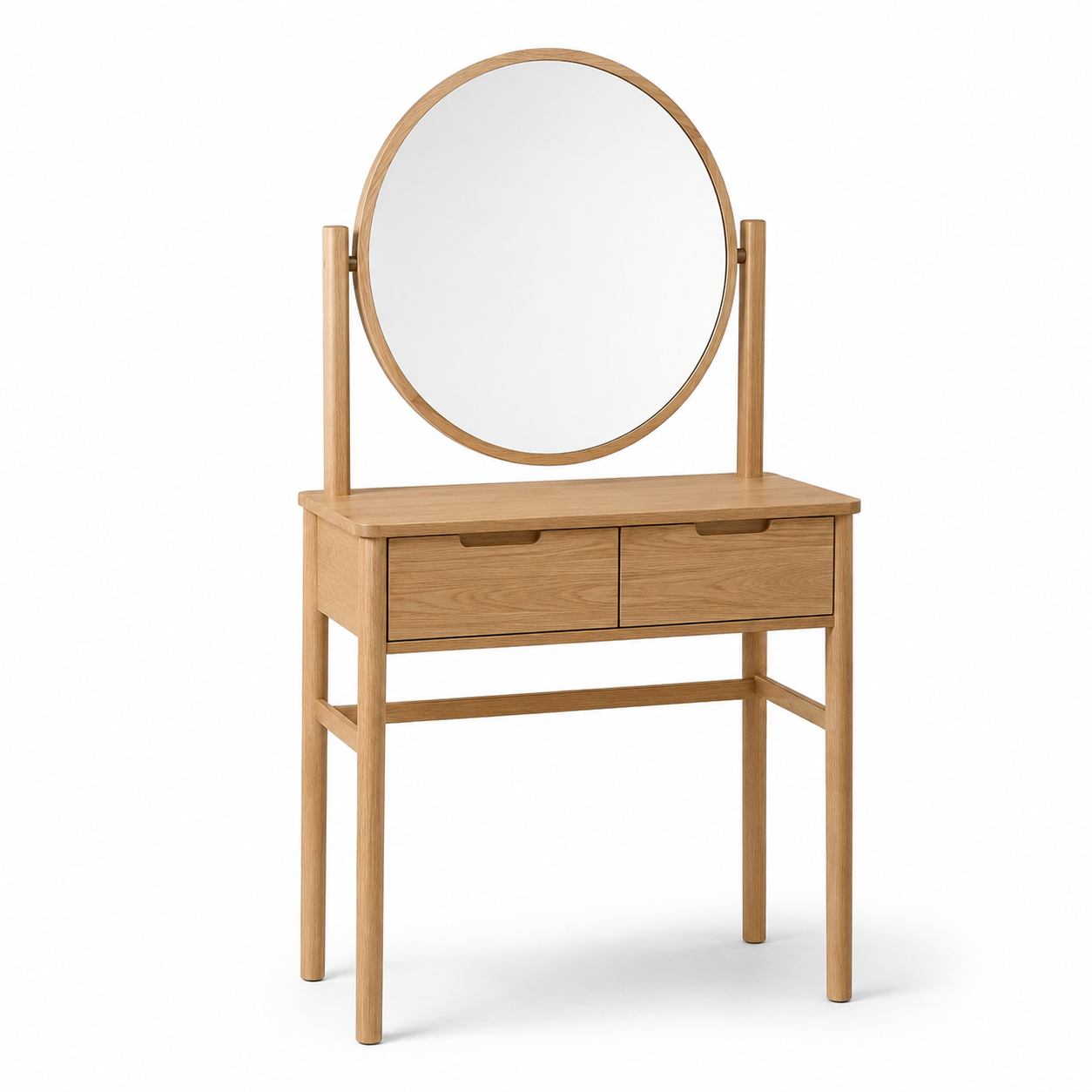 Coiffeuse compacte chêne naturel avec miroir 80x40x130 cm