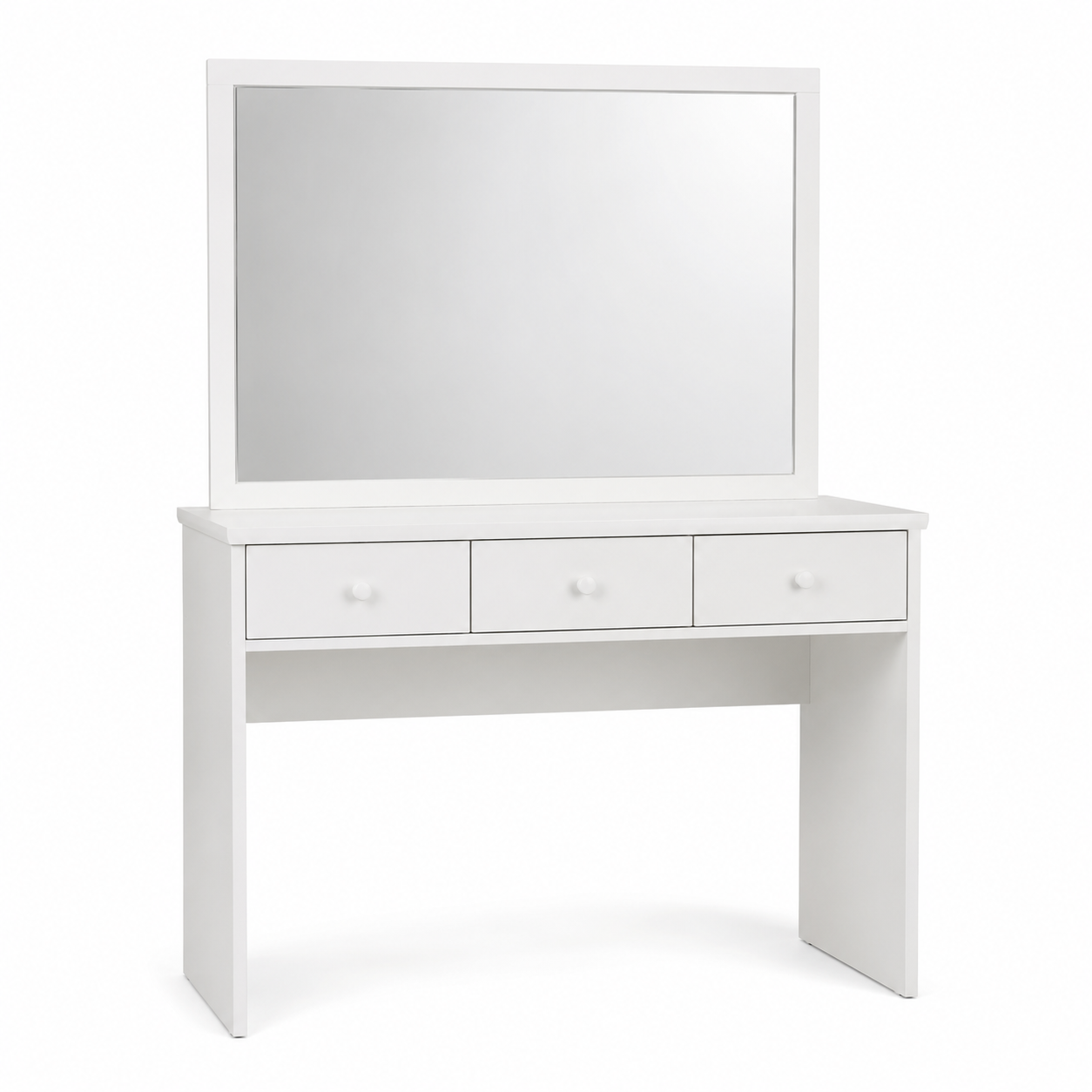 Coiffeuse blanc mat avec trois tiroirs 100x45x140 cm