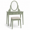 Ensemble coiffeuse vert sauge avec tabouret 90x40x135 cm
