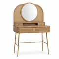 Coiffeuse cannage rotin naturel avec miroir 90x42x136 cm