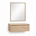 Coiffeuse suspendue chêne clair avec miroir 80x35x115 cm