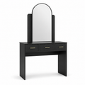 Coiffeuse noire rainurée avec miroir 100x42x142 cm