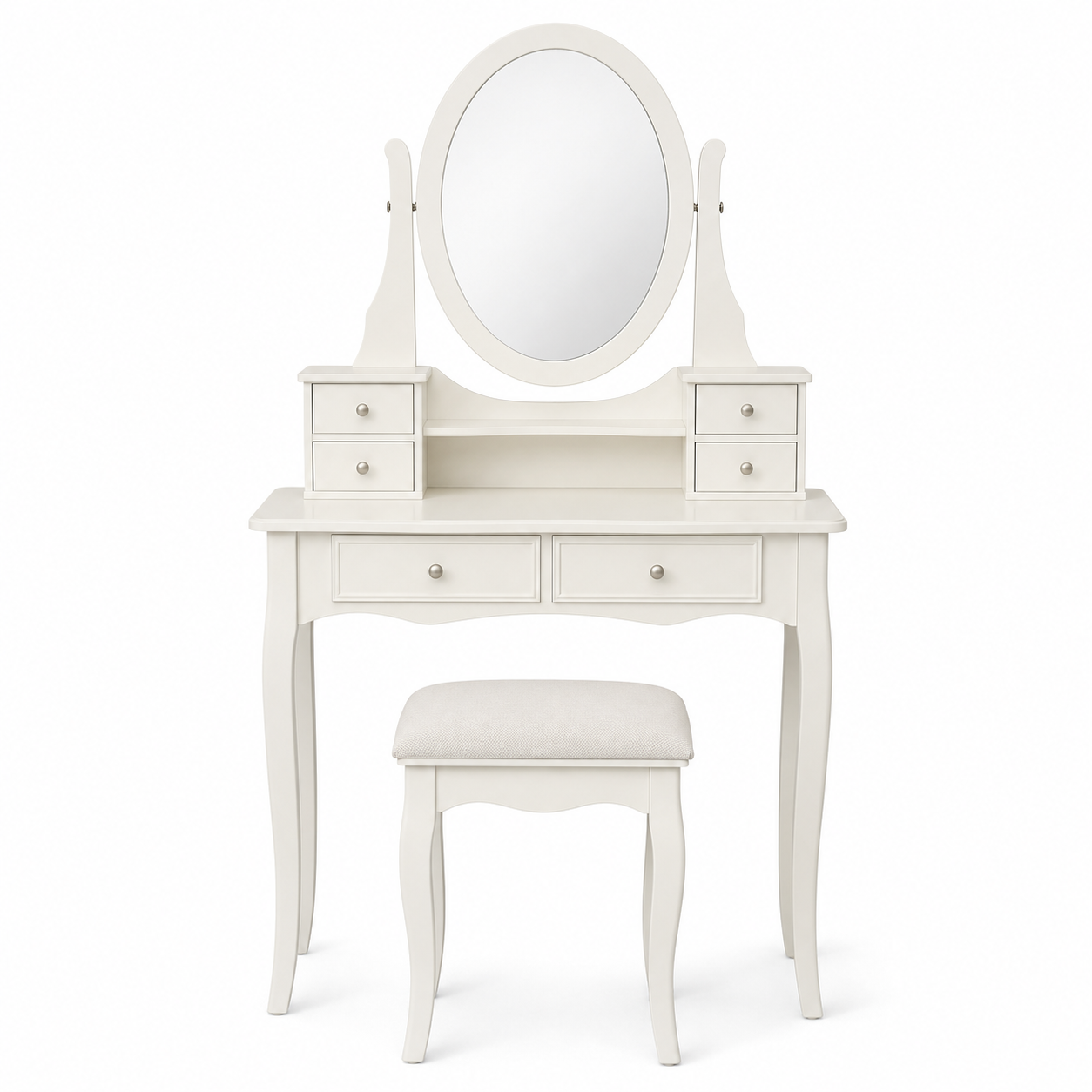 Ensemble coiffeuse blanc cassé avec tabouret 100x44x138 cm