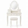 Ensemble coiffeuse blanc cassé avec tabouret 100x44x138 cm